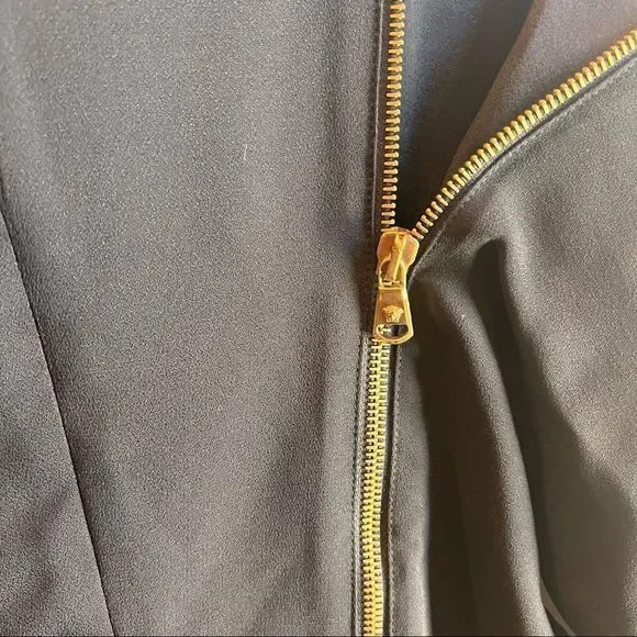 Versace Black Mini Dress with Gold Zipper Detail - Picture 10 of 13